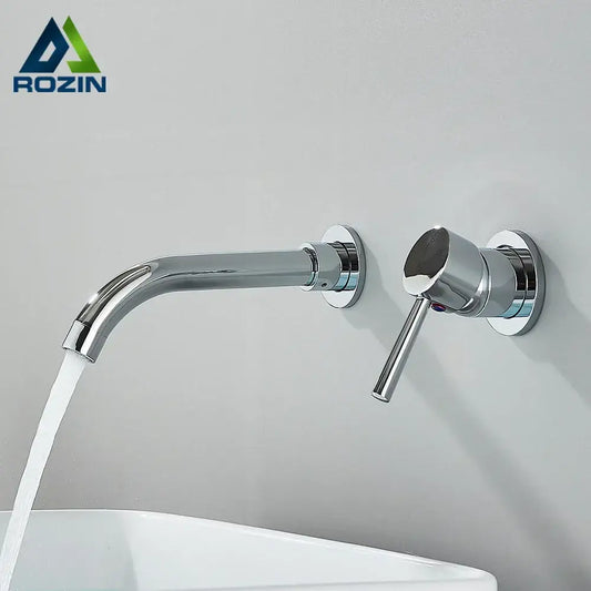 Modern black wall mounted basin faucet with chrome finish and single lever handle by decorbites black wall mounted design