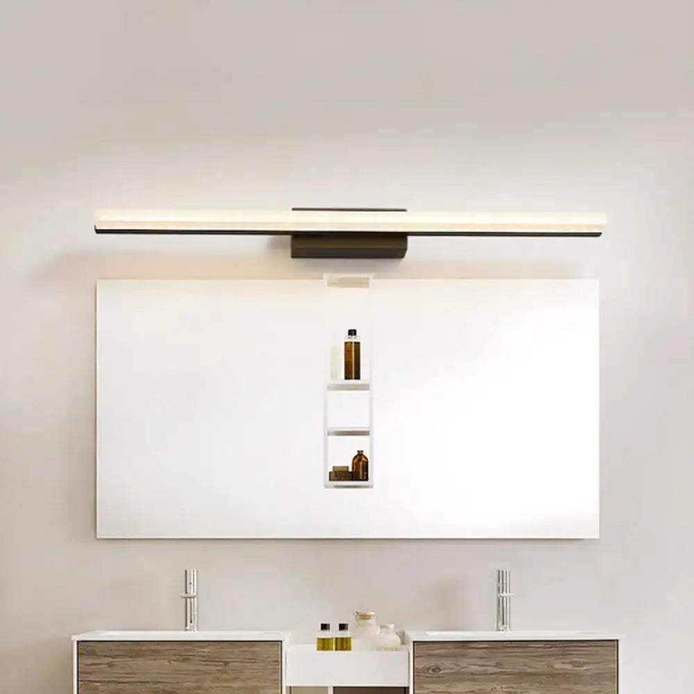 Modern black linear led sconce bathroom wall light with sleek frame and warm white illumination in modern style