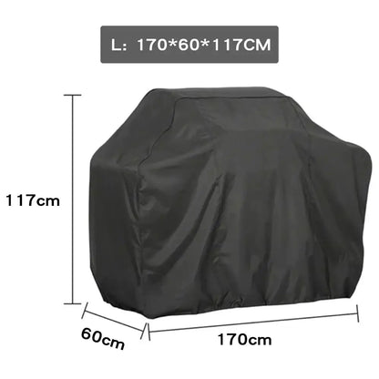 Modern black waterproof bbq grill cover 170x60x117cm designed to protect outdoor bbq grill from weather elements