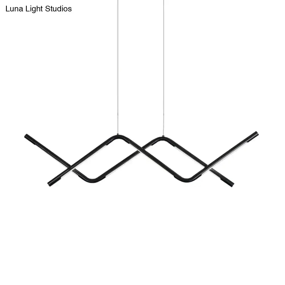 Black modern pendant light with sleek intersecting geometric acrylic arms 110v-120v for island dining room use