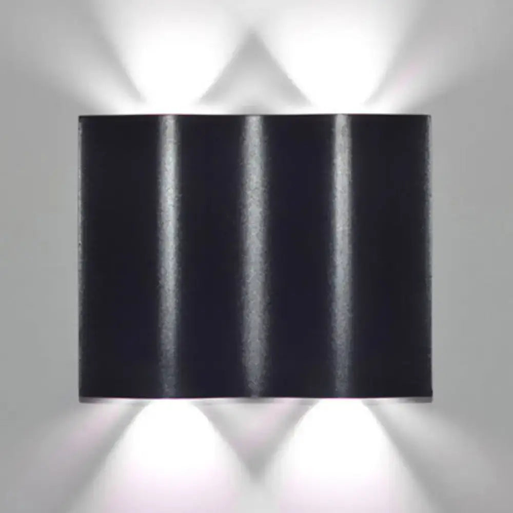 Modern black rectangular wall washer lamp with vertical ridges matte finish for warm white lighting on porch wall
