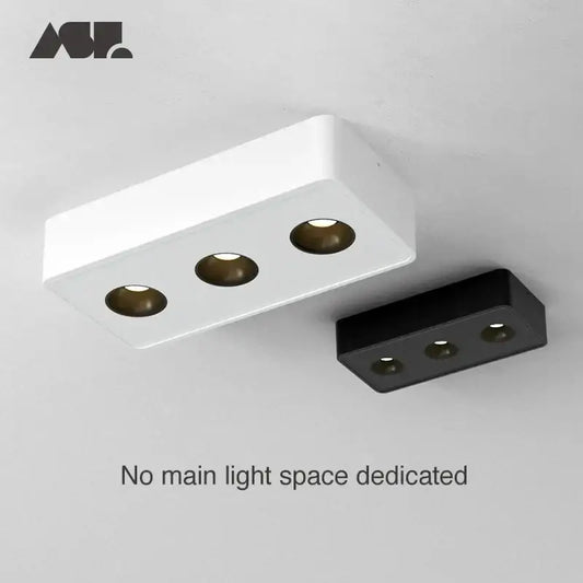 Modern black and white 36w led surface mounted ceiling light with three metallic recessed bulbs for living room use