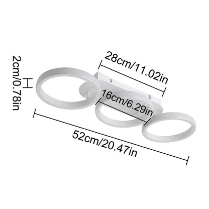 Modern black and white acrylic led ceiling lamp with three circular rings for living room decorbites acrylic led lighting