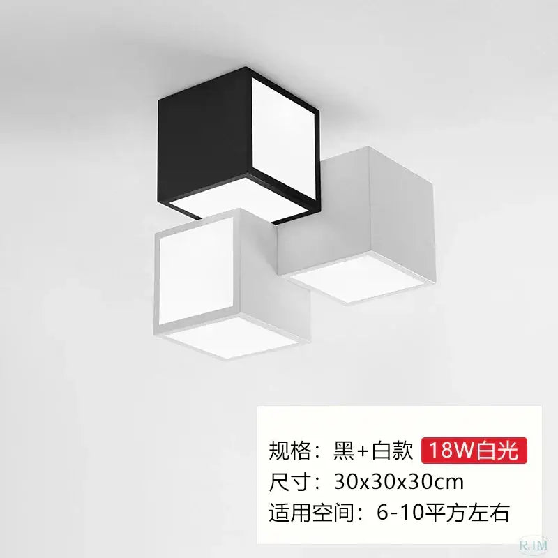 Modern black and white cube-shaped acrylic led ceiling light fixture with minimalist design for bedroom decorbites acrylic led ceiling