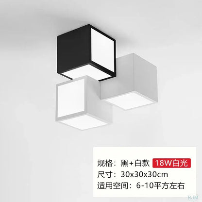 Modern black and white cube-shaped acrylic led ceiling light fixture with minimalist design for bedroom decorbites acrylic led ceiling