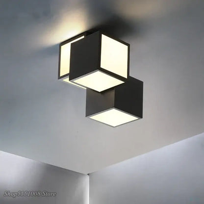 Modern black and white acrylic led ceiling light with three illuminated square panels for bedroom decorbites acrylic led design