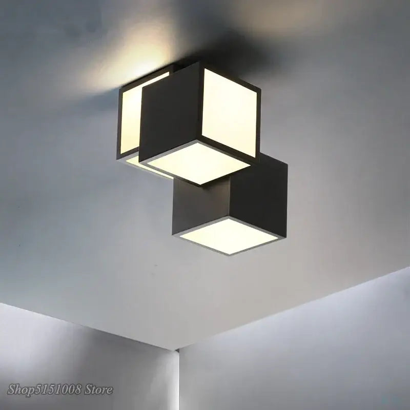 Modern black and white acrylic led ceiling light with three illuminated square panels for bedroom decorbites acrylic led design