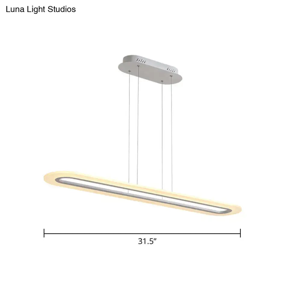Modern silver acrylic oblong pendant light fixture with warm led illumination and remote control by decorbites