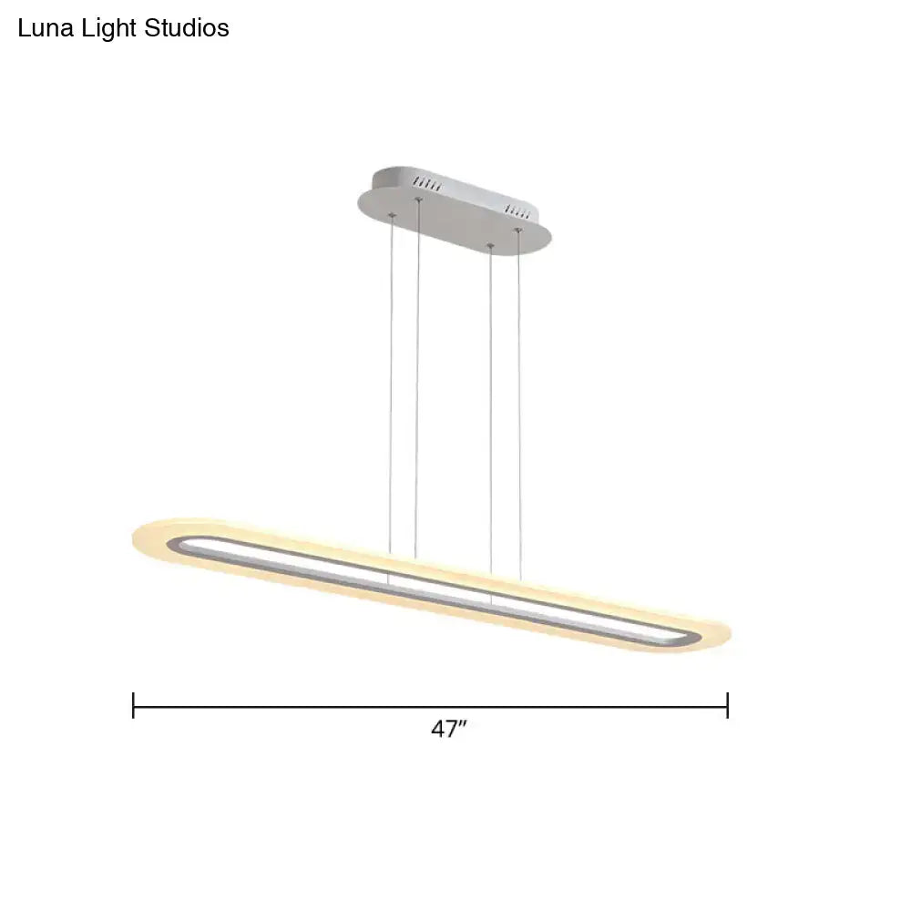 Decorbites minimalist led island light fixture with acrylic oblong design and stepless dimming in brushed metallic finish