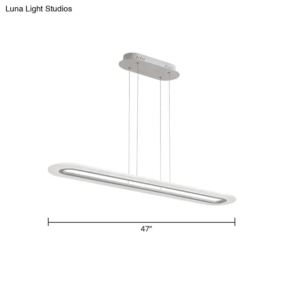 DecorBites™ minimalist white led pendant light fixture with acrylic oblong design and stepless dimming feature