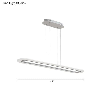 DecorBites™ minimalist white led pendant light fixture with acrylic oblong design and stepless dimming feature