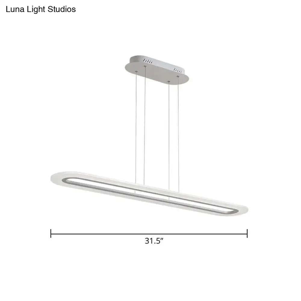 DecorBites™ minimalist white acrylic oblong light fixture with sleek oval design and three hanging cords with remote control
