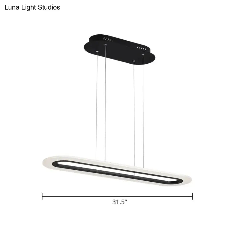 Modern black and white acrylic oblong light fixture DecorBites minimalist LED island light with remote control