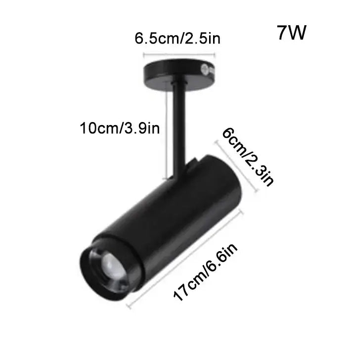 Modern black adjustable beam ceiling spotlight with 7w power rating for office by decorbites adjustable beam