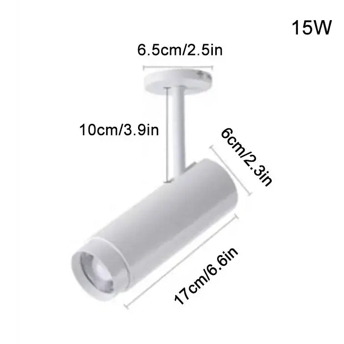 White cylindrical track lighting fixture with sleek modern design 15w power decorbites adjustable beam ceiling spotlight