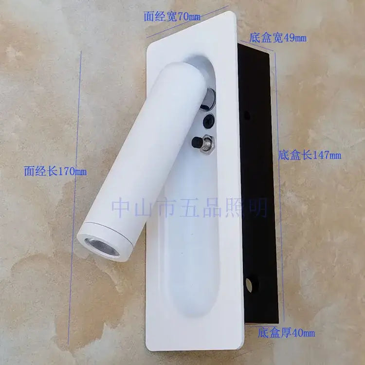 Modern black and white wall lamp with sleek cylindrical design and black base for decorbites adjustable bedside led use