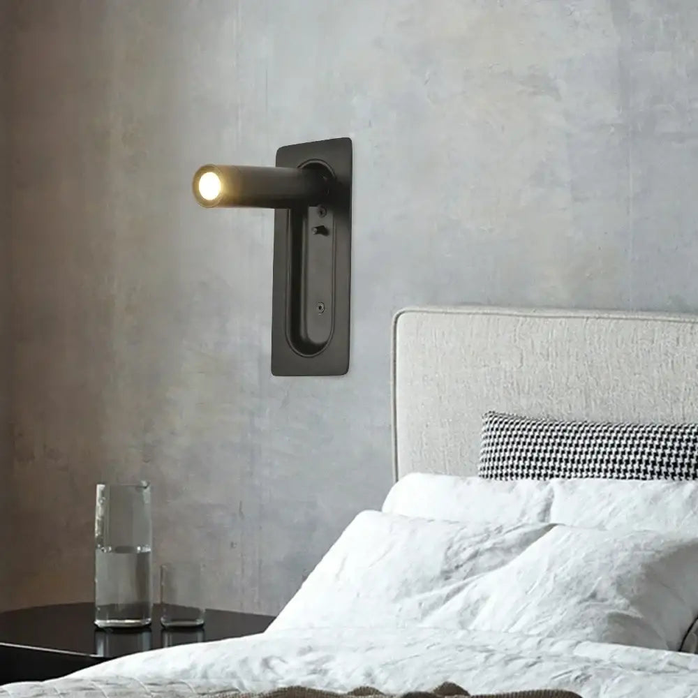 Modern black matte wall lamp with sleek design decorbites adjustable bedside led bedroom light for reading