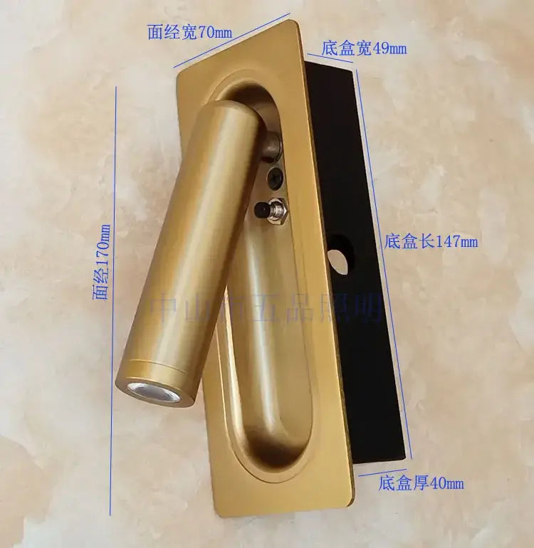 Gold-finished wall lamp with sleek cylindrical light head designed as decorbites adjustable bedside led bedroom light