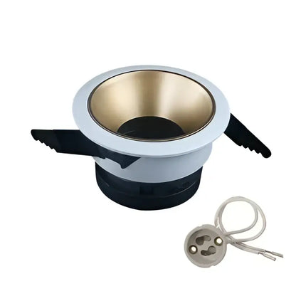White and gold decorbites adjustable gu10 mr16 ceiling downlight with black mounting brackets for modern bedroom decor
