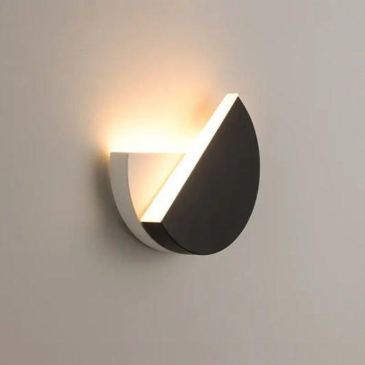 Modern black and white half-moon wall lamp with decorbites adjustable led for sleek bedroom wall decor