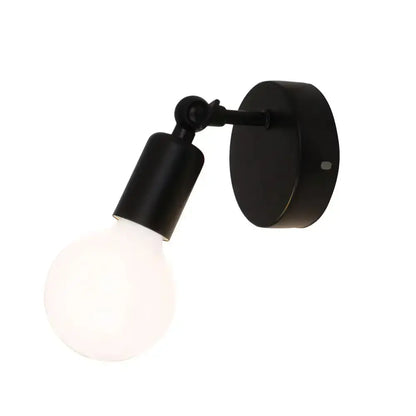 Modern black metal wall lamp holder with frosted glass bulb adjustable wall lamp for bedroom sconce lighting