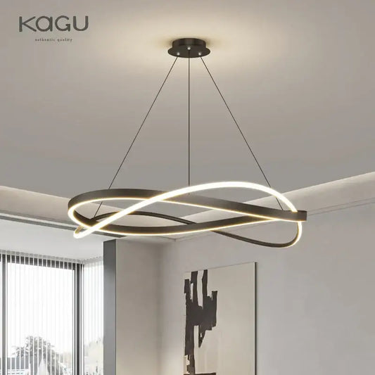 Modern black and white circular led pendant ceiling lamp with sleek intertwined design for living room ceiling lamp