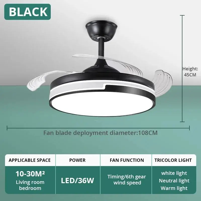 Modern black and white copper ceiling fan with integrated led light and translucent curved blades ideal for bedroom decorbites copper ceiling fan