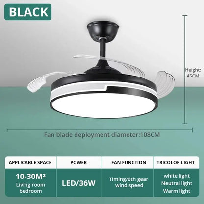 Modern black and white copper ceiling fan with integrated led light and translucent curved blades ideal for bedroom decorbites copper ceiling fan