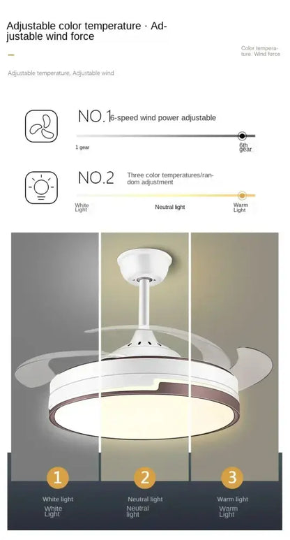 White and brown decorbites copper ceiling fan with integrated led light fixture for modern bedroom decor