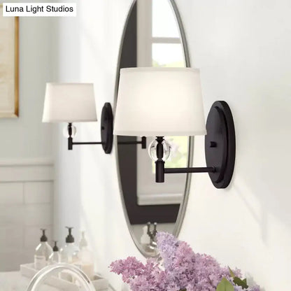 Modern black and white crystal ball wall sconce with led light 110v-120v 220v-240v black wrought iron and fabric shade