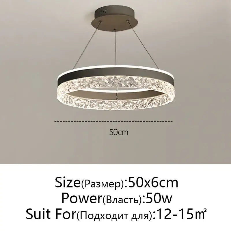 Modern black and white crystal rings led chandelier featuring decorbites crystal rings with black and clear crystals