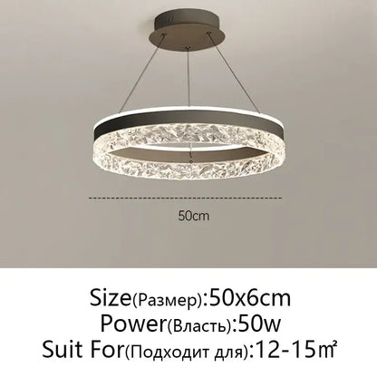 Modern black and white crystal rings led chandelier featuring decorbites crystal rings with black and clear crystals