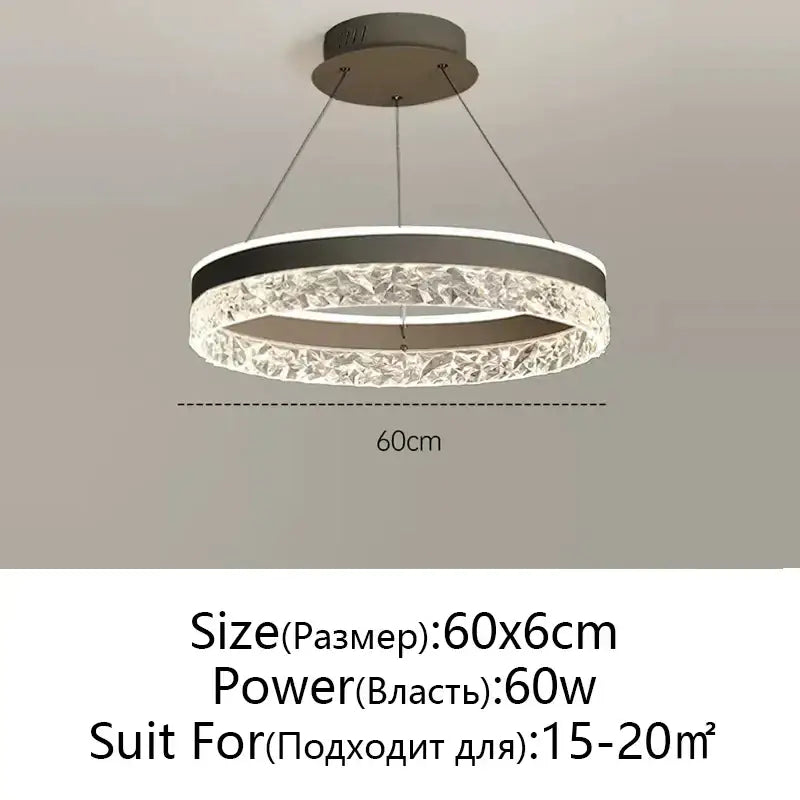 Modern black and white crystal rings led chandelier with sleek black frame and sparkling decorbites crystal rings design
