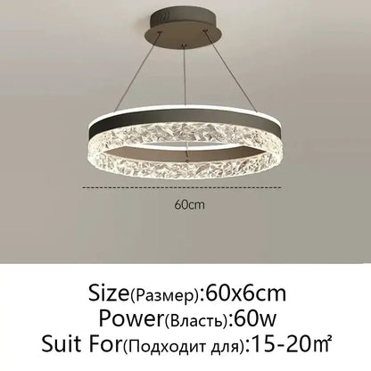 Modern black and white crystal rings led chandelier with sleek black frame and sparkling decorbites crystal rings design