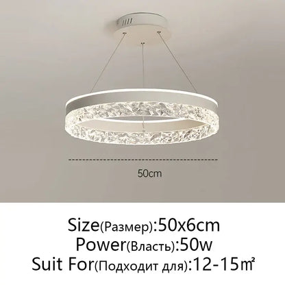 Modern black and white decorbites crystal rings led chandelier with textured crystal rings LED design for dining room decor