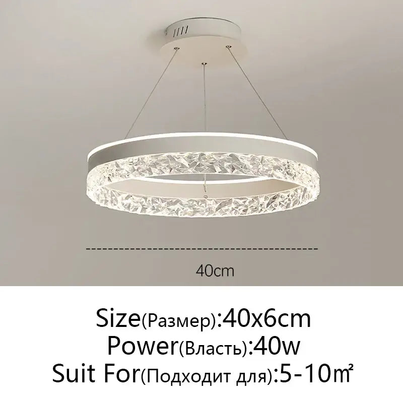 Modern black and white decorbites crystal rings led chandelier with faceted crystal ring design for dining room decor