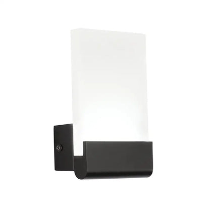 Modern black white cuboid design led sconce with frosted white rectangular glass panel for bedroom wall light
