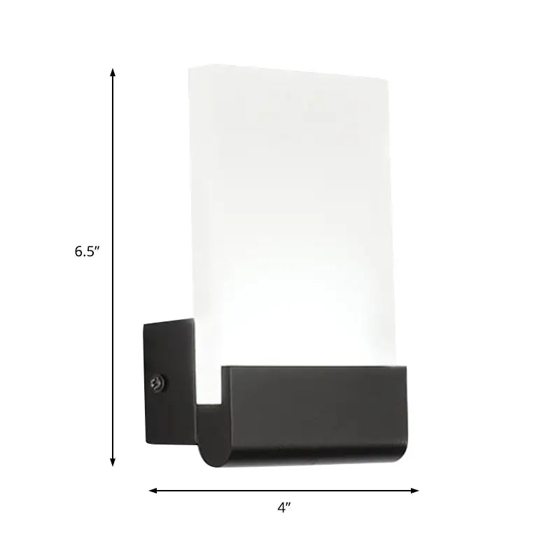 Modern black and white cuboid design led sconce with frosted white glass panel for bedroom wall lighting