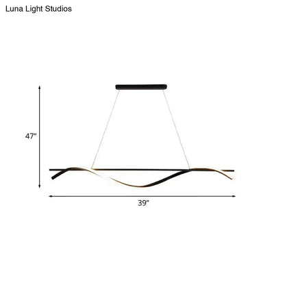 Modern black and gold acrylic swirling island pendant light with LED for stylish ceiling decor and warm white light