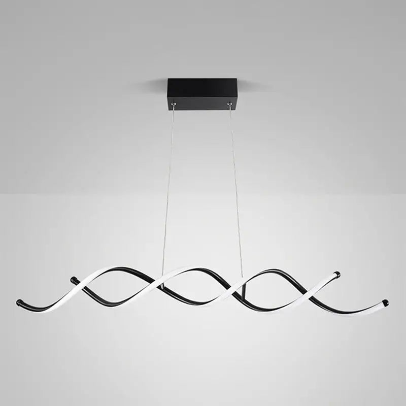 Modern black and white curved led pendant ceiling light with twisted design for dining room ceiling light use