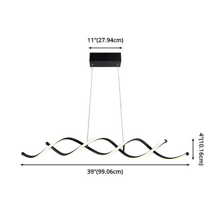 Modern black and white curved led pendant ceiling light with intertwined arms for dining room ceiling light use