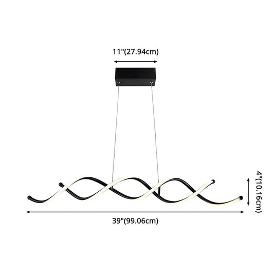 Modern black and white curved led pendant ceiling light with intertwined arms for dining room ceiling light use