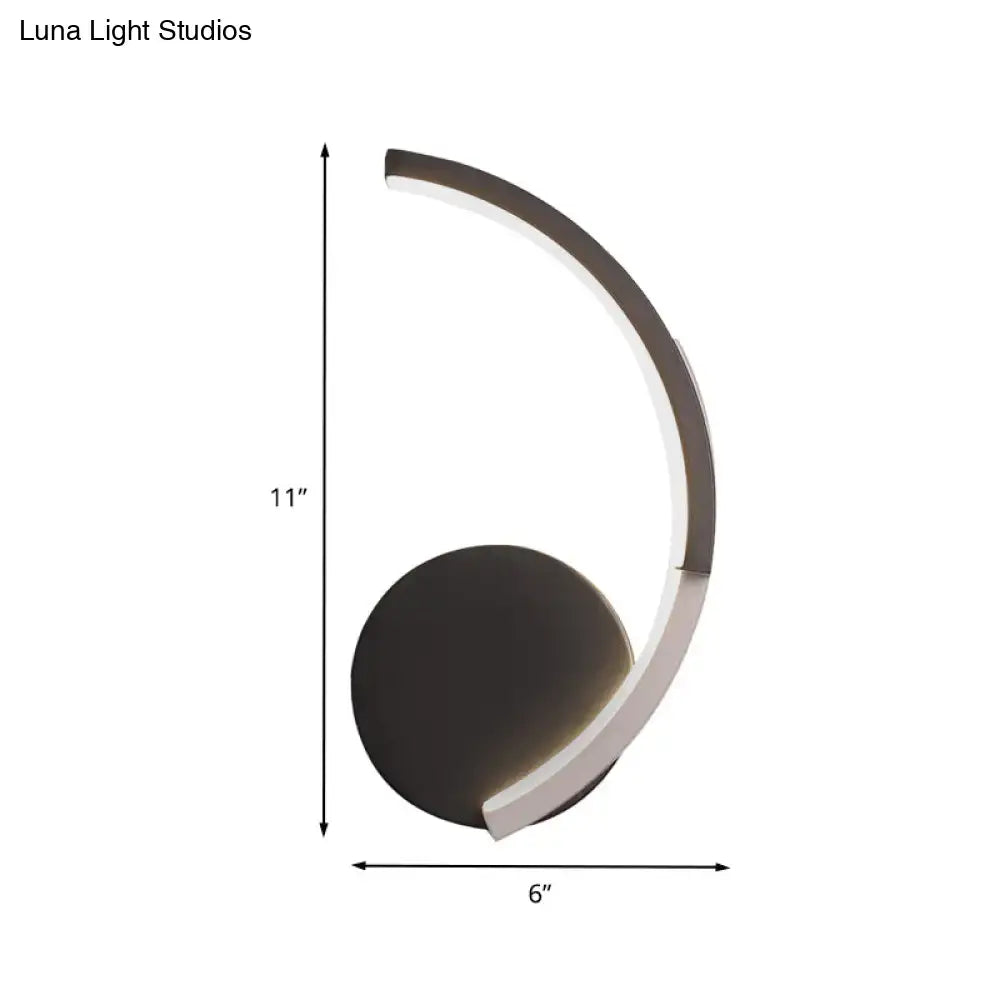 Modern black and white curved wall mounted sconce with integrated led warm light 220v-240v 110v-120v for living room