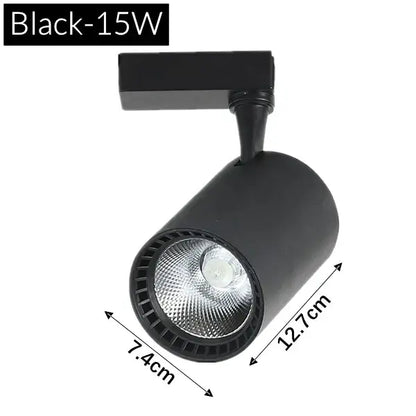 Modern black 15w track light with cylindrical adjustable head from decorbites colorful cob phase system