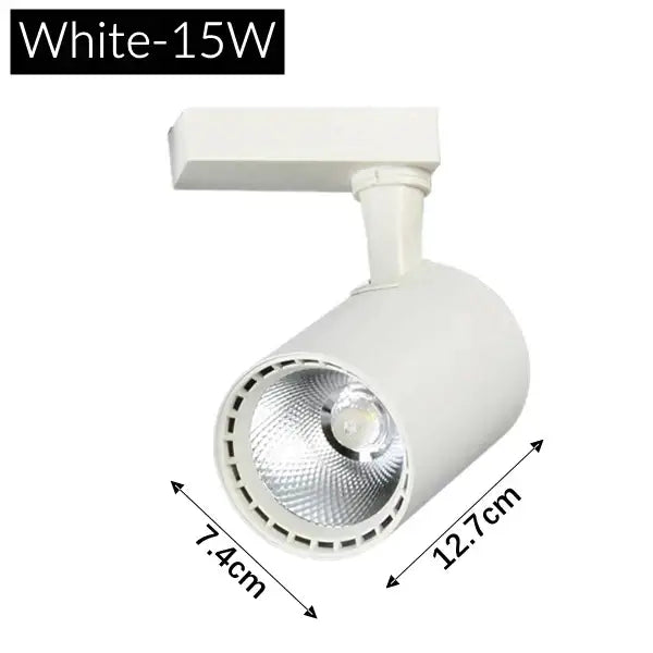 White 15w track light with cylindrical head and adjustable bracket for modern black and white decorbites colorful cob phase
