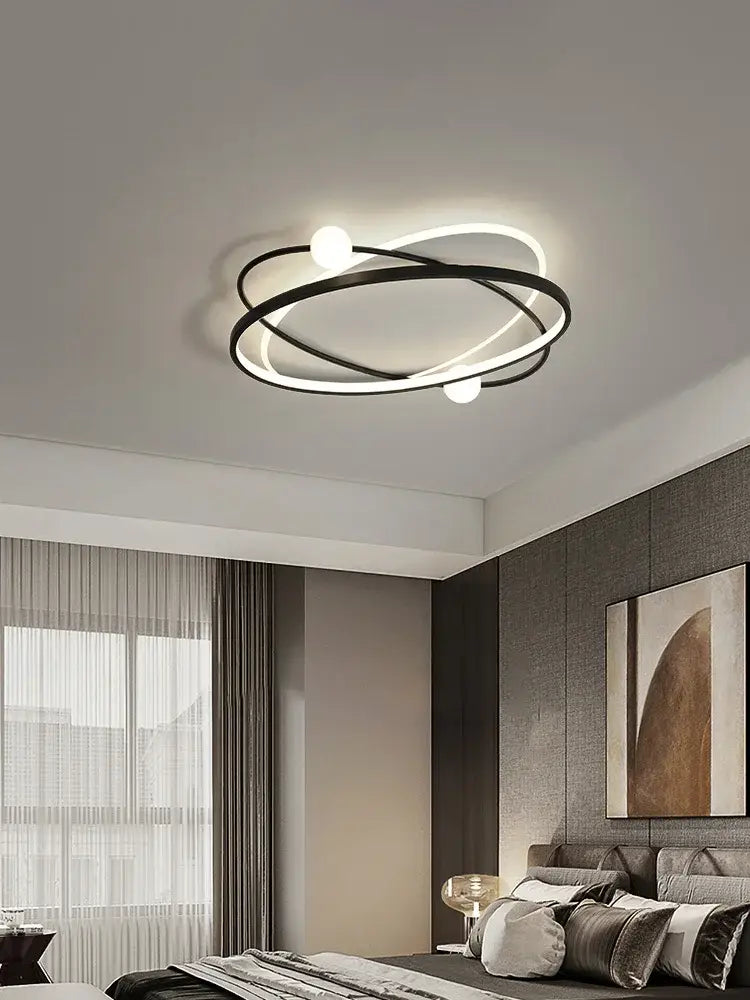 Modern black and white decorbites led ceiling light with sleek intertwined rings for contemporary living room decor