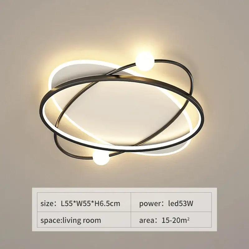 Modern black metal decorbites led ceiling light with integrated led and two spherical bulbs for living room use