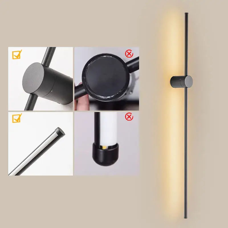 Modern black minimalist wall lights with sleek cylindrical design and warm ambient light decorbites dimmable led wall sconce