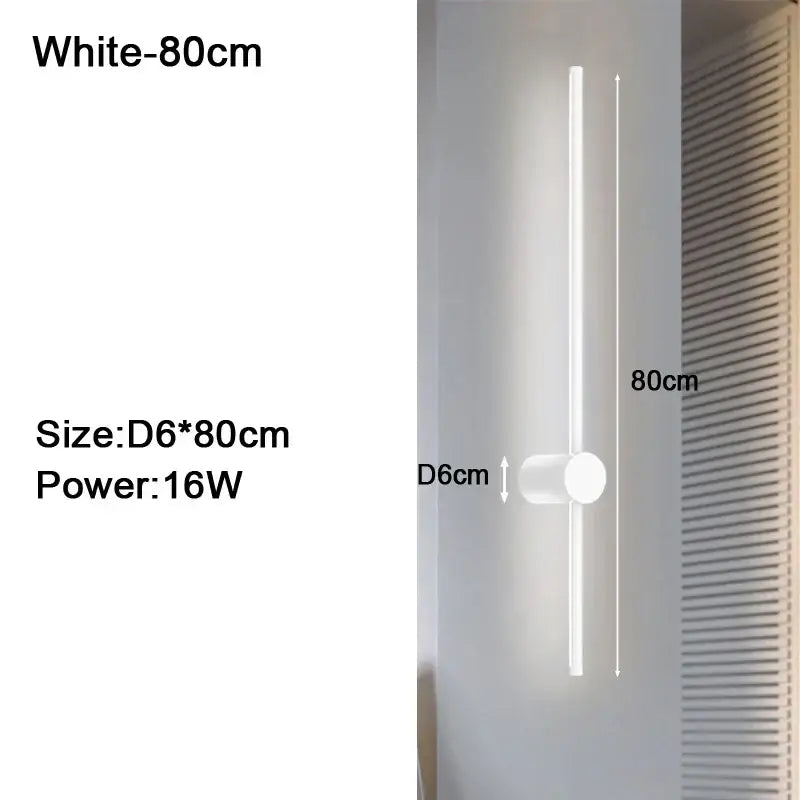 Modern black & white dimmable led wall lights featuring an 80cm white sleek cylindrical decorbites dimmable led wall fixture