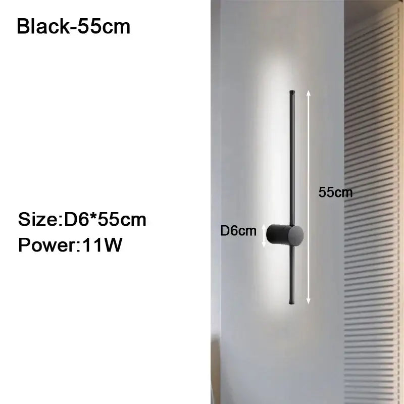 Modern black minimalist wall lights decorbites dimmable led wall sconce with cylindrical design and 11w led lighting